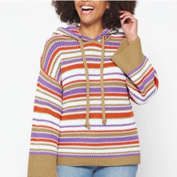 REBECCA TAYLOR
Cotton Chevron‎ OVERSIZED Hooded Sweater size Small - Picture 1 of 9